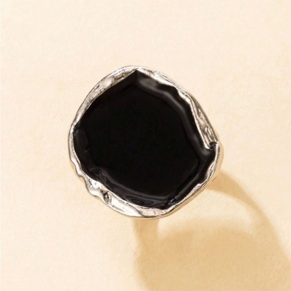 New Chic Silver And Black Opal Womens Statement Ring 42$